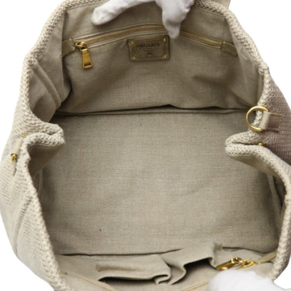 Prada Bauletto, Beige, Canvas, tote