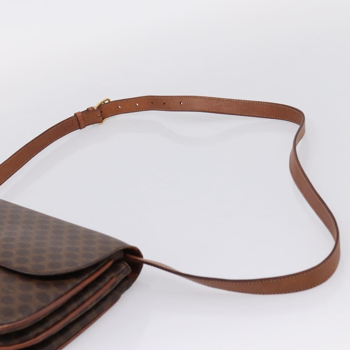 Celine Vintage Macadam Canvas and Leather, Brown, PVC, Shoulder Bag