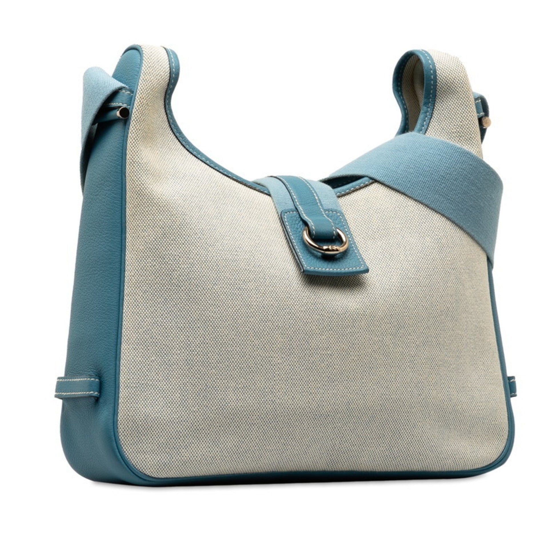 Hermès Tsako, Blue, Canvas, shoulder