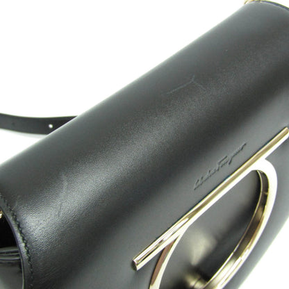 Salvatore Ferragamo Gancini, Black, Leather, shoulder