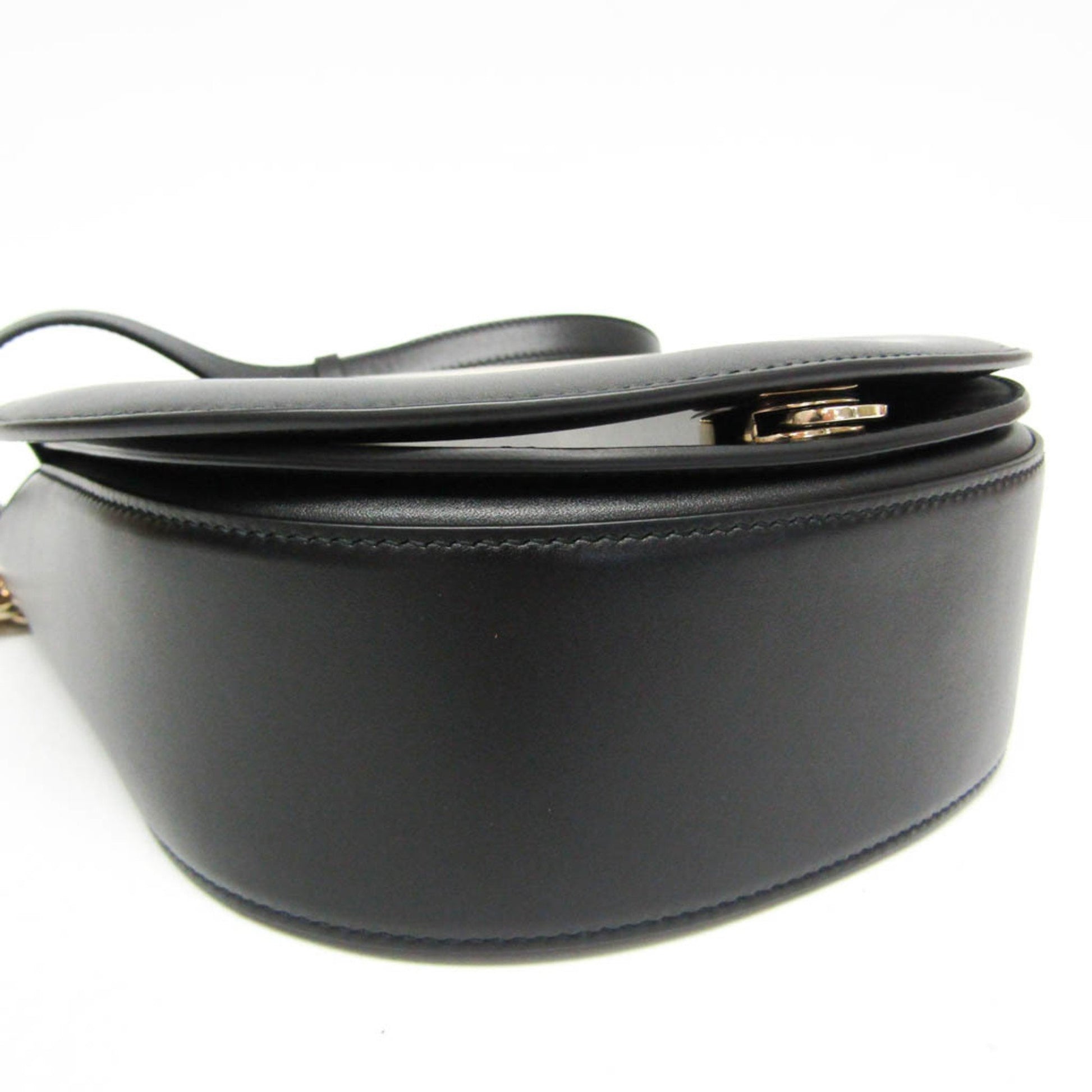 Salvatore Ferragamo Gancini, Black, Leather, shoulder