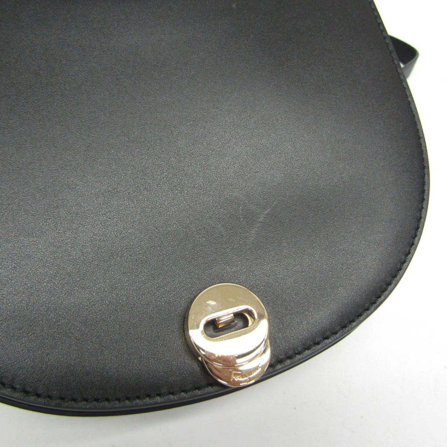 Salvatore Ferragamo Gancini, Black, Leather, shoulder