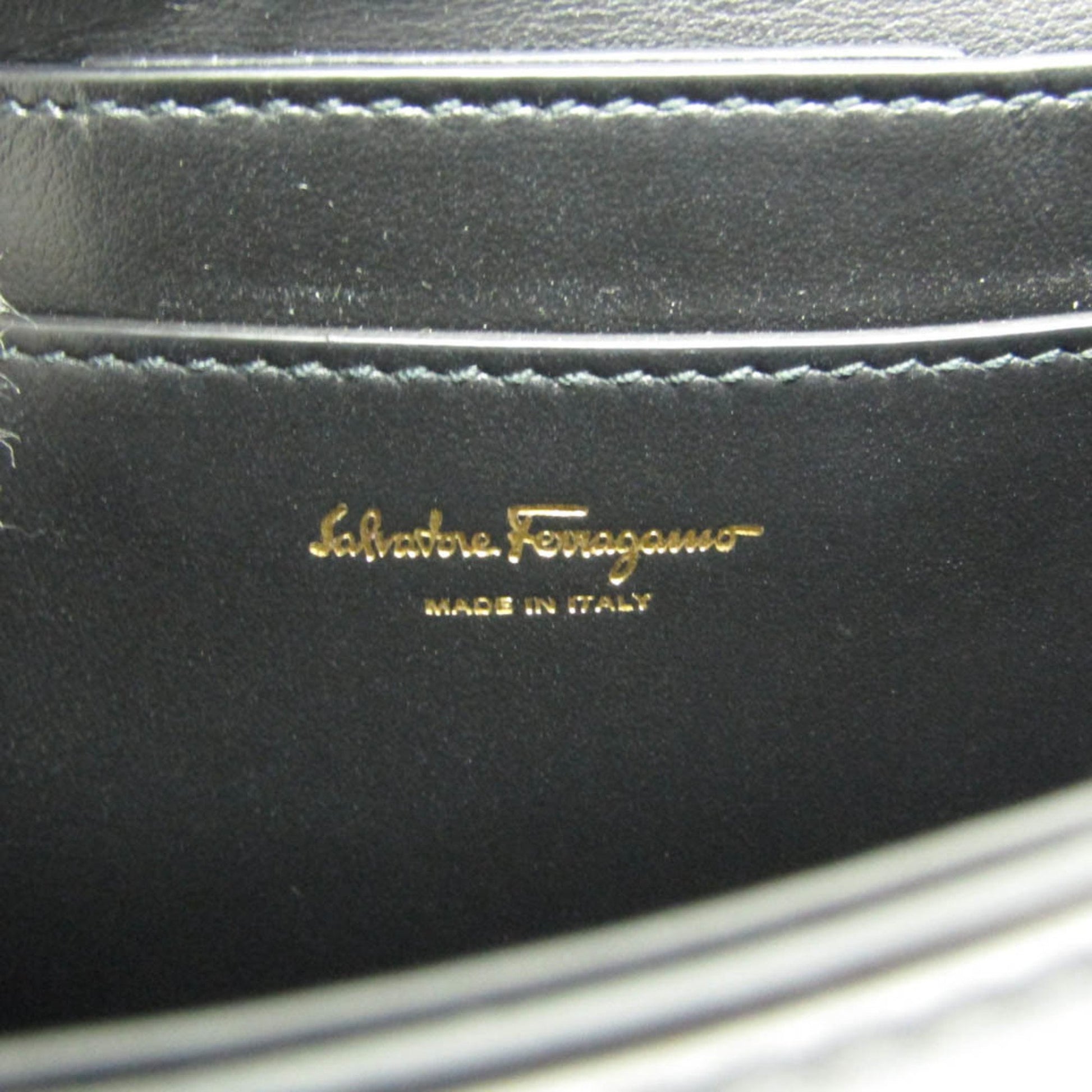 Salvatore Ferragamo Gancini, Black, Leather, shoulder