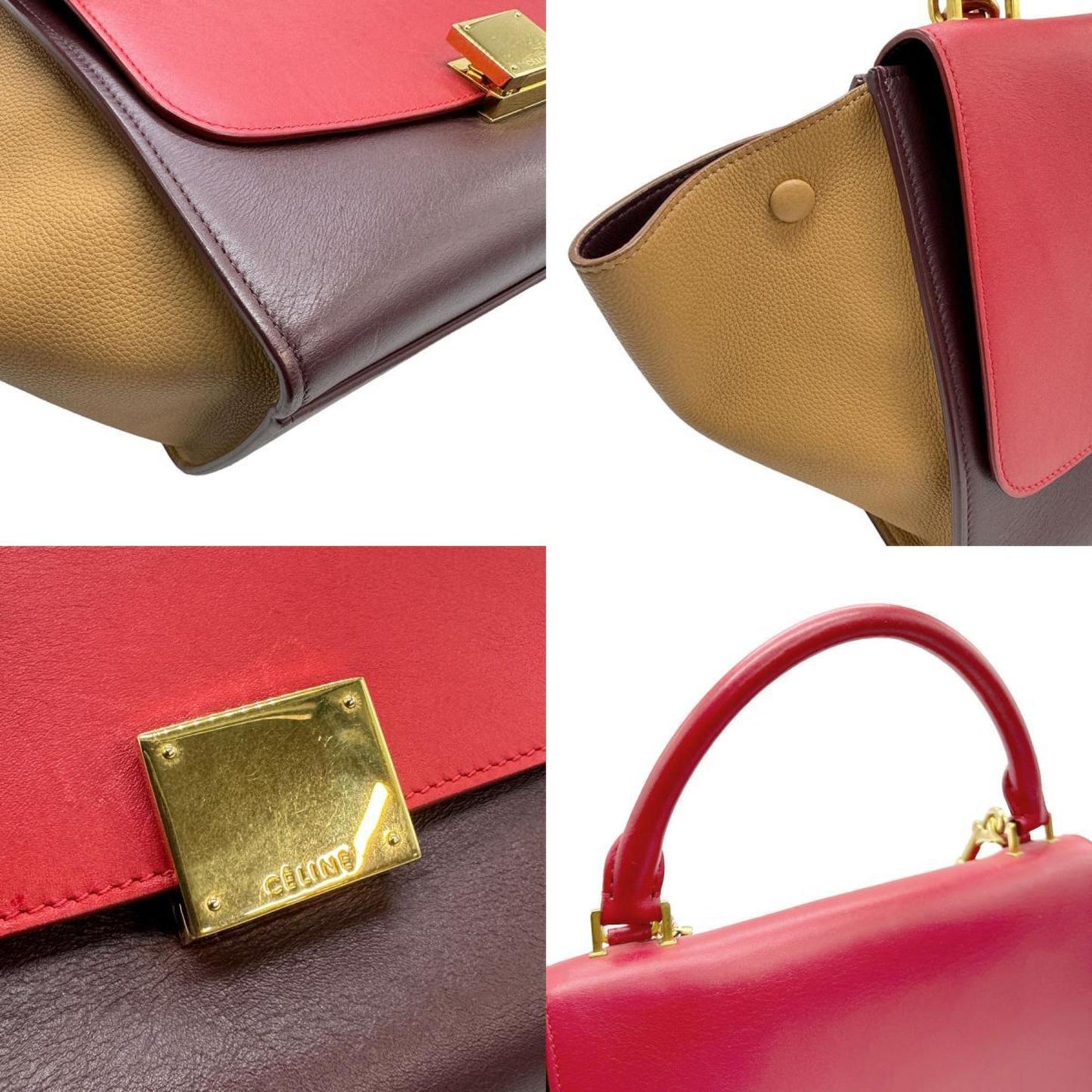 Celine Tricolor Trapeze Bag Leather, MULTICOLOUR, LEATHER, Handbag