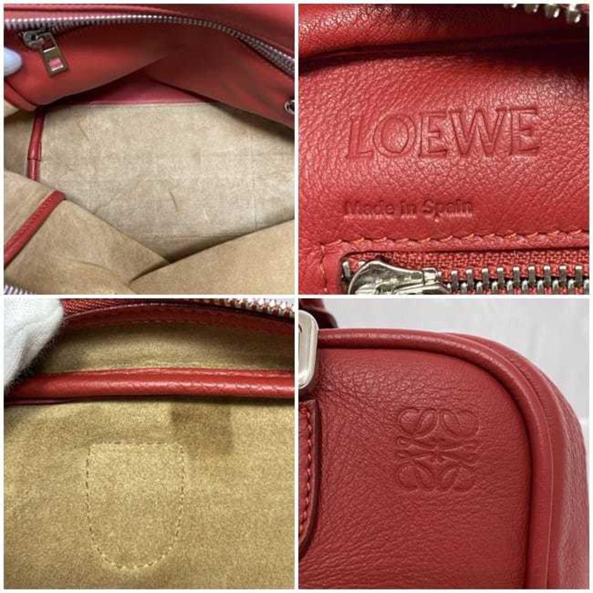 Loewe Amazona 75, Red, Leather, handbag