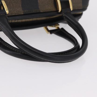 Fendi Vintage Pequin Boston Coated Canvas, Brown, Canvas, Handbag