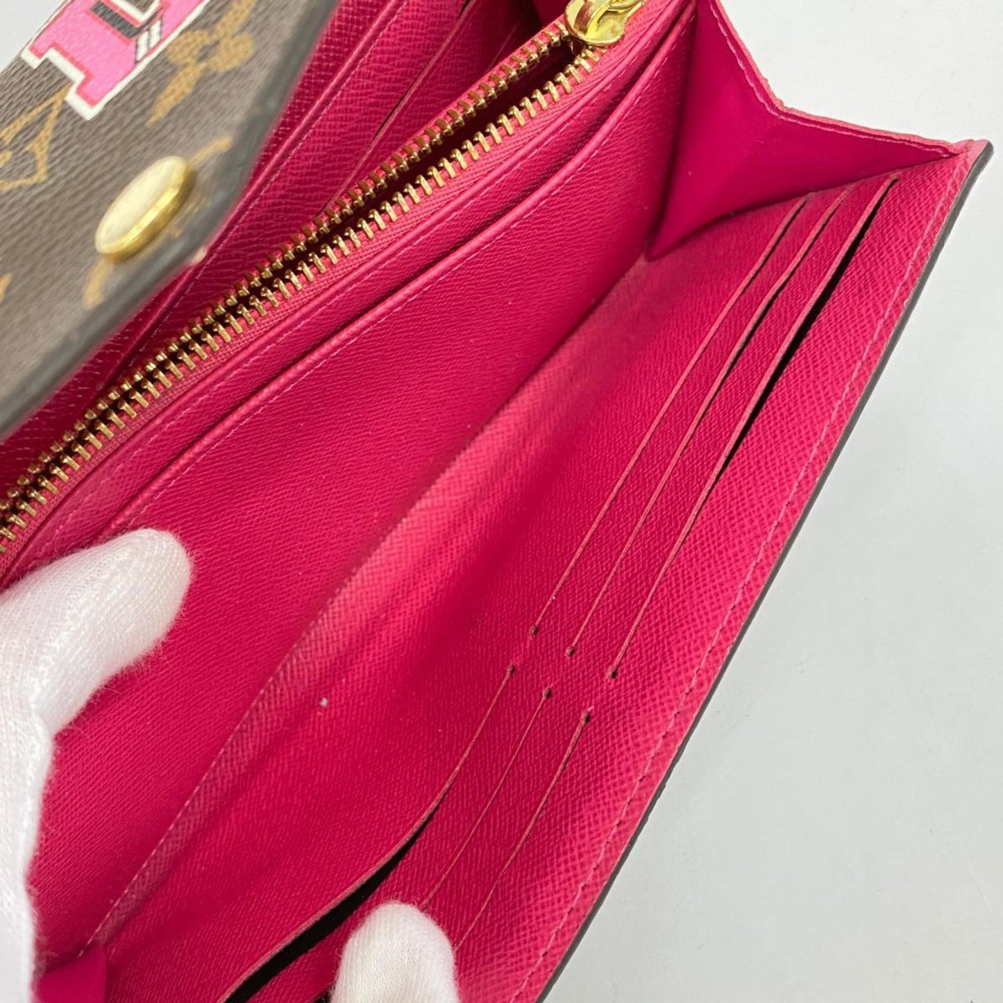 Louis Vuitton Portefeuille Sarah, Brown, Canvas, wallet
