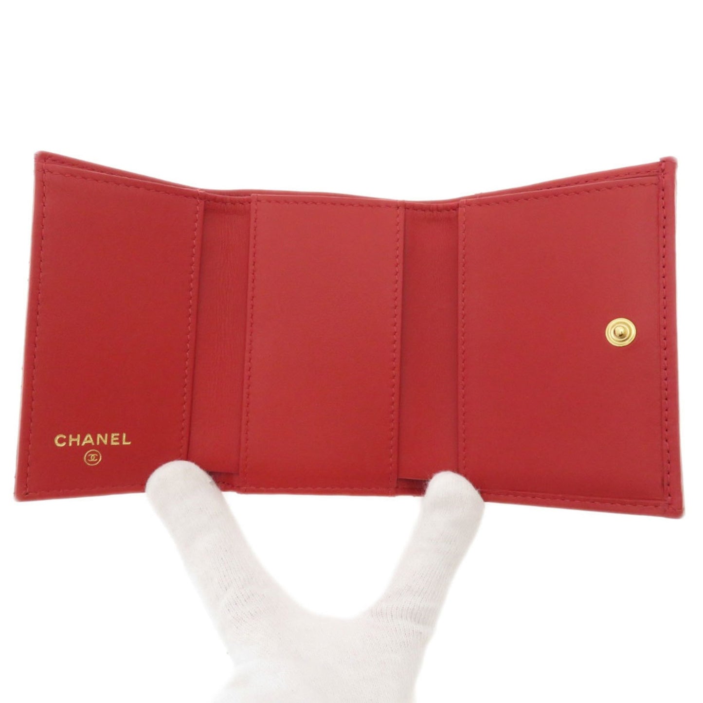 Chanel Matelassé, Red, Leather, wallet