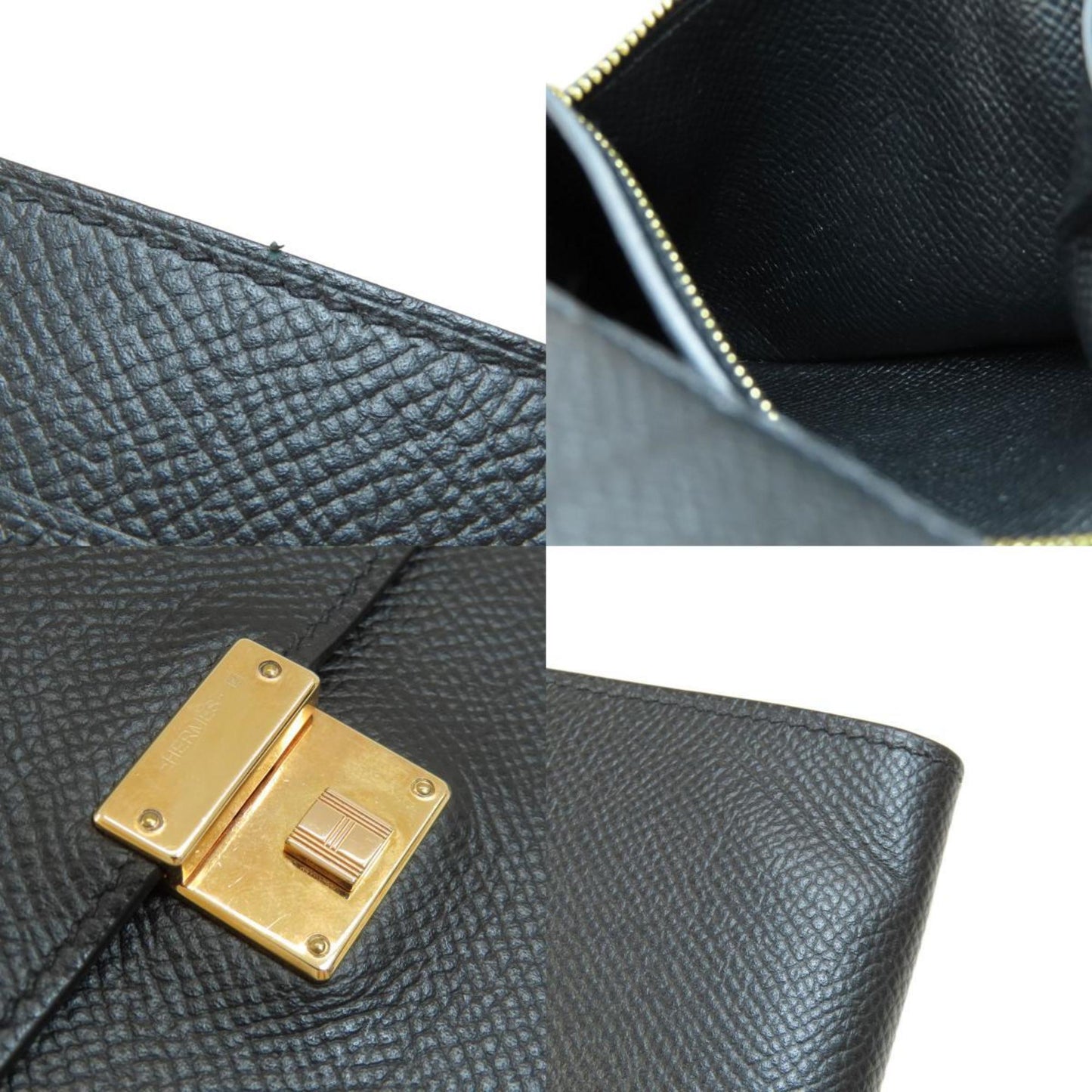 Hermès Clic 12, Black, Leather, wallet