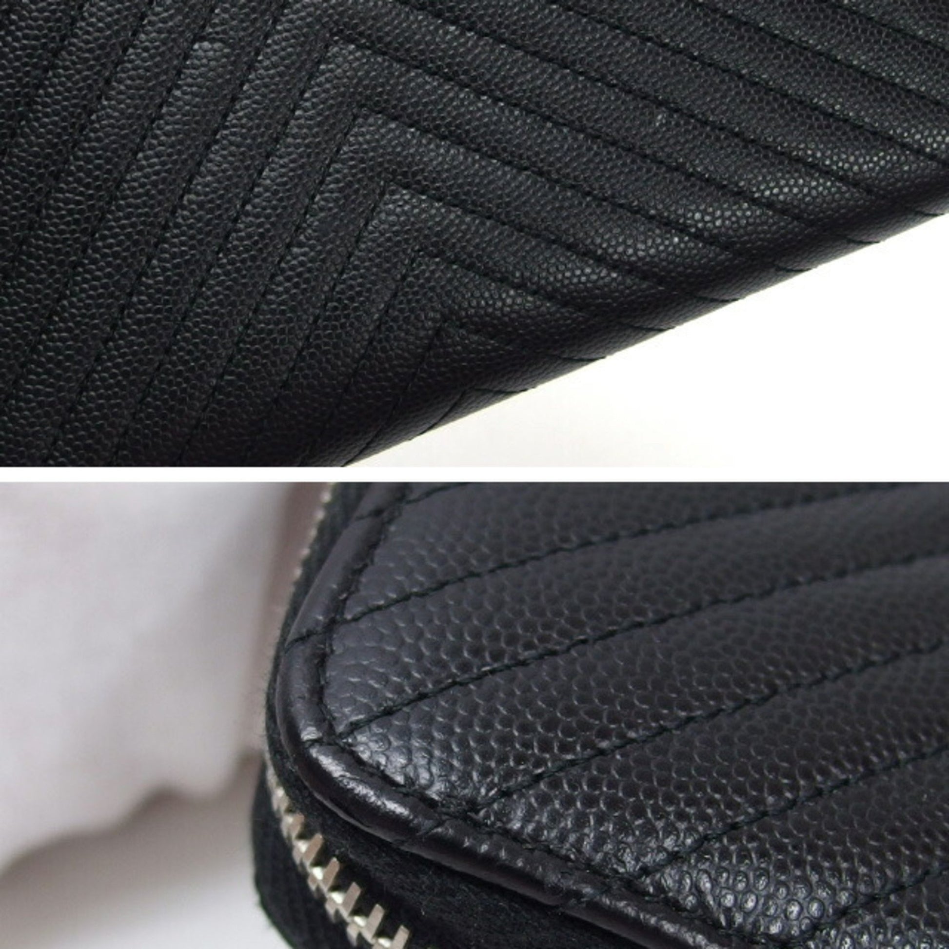 Chanel V-Stich, Black, Leather, wallet