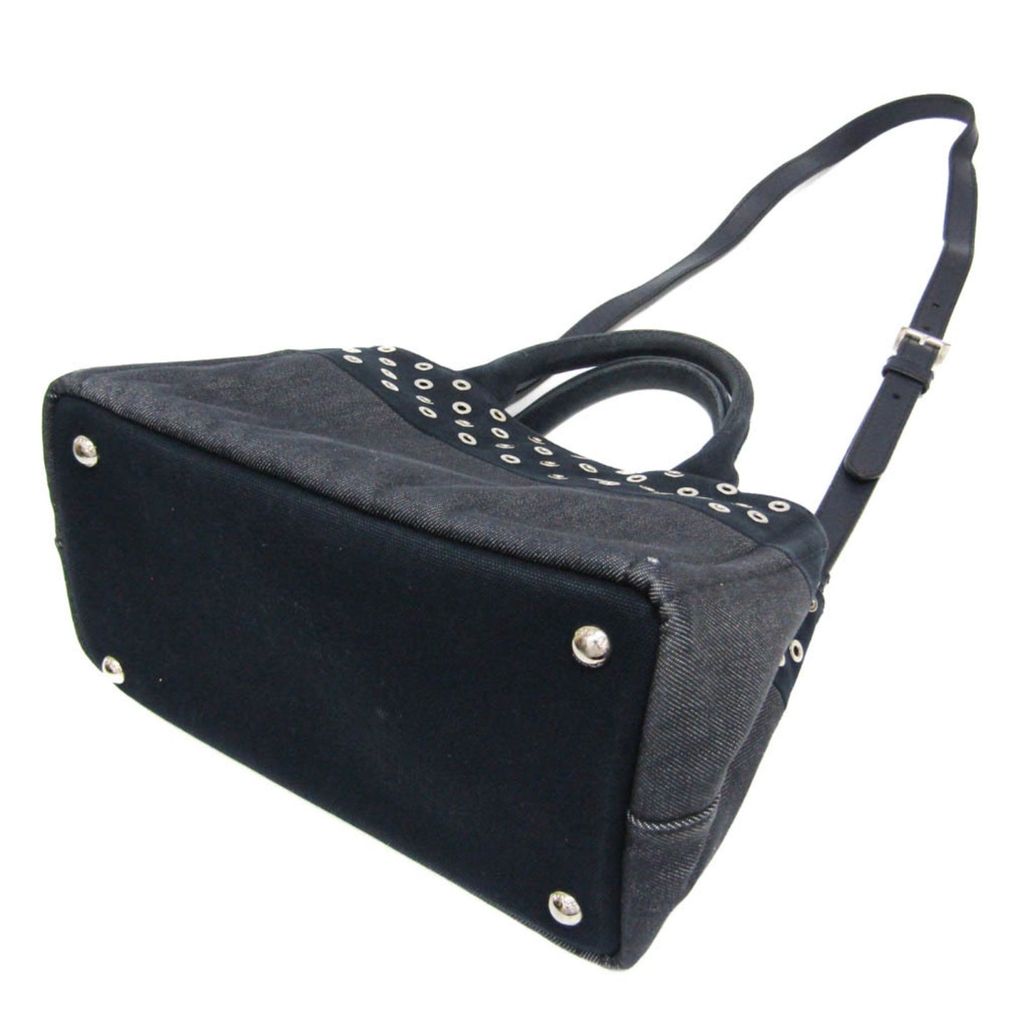 Prada Canapa, Navy, Leather, handbag