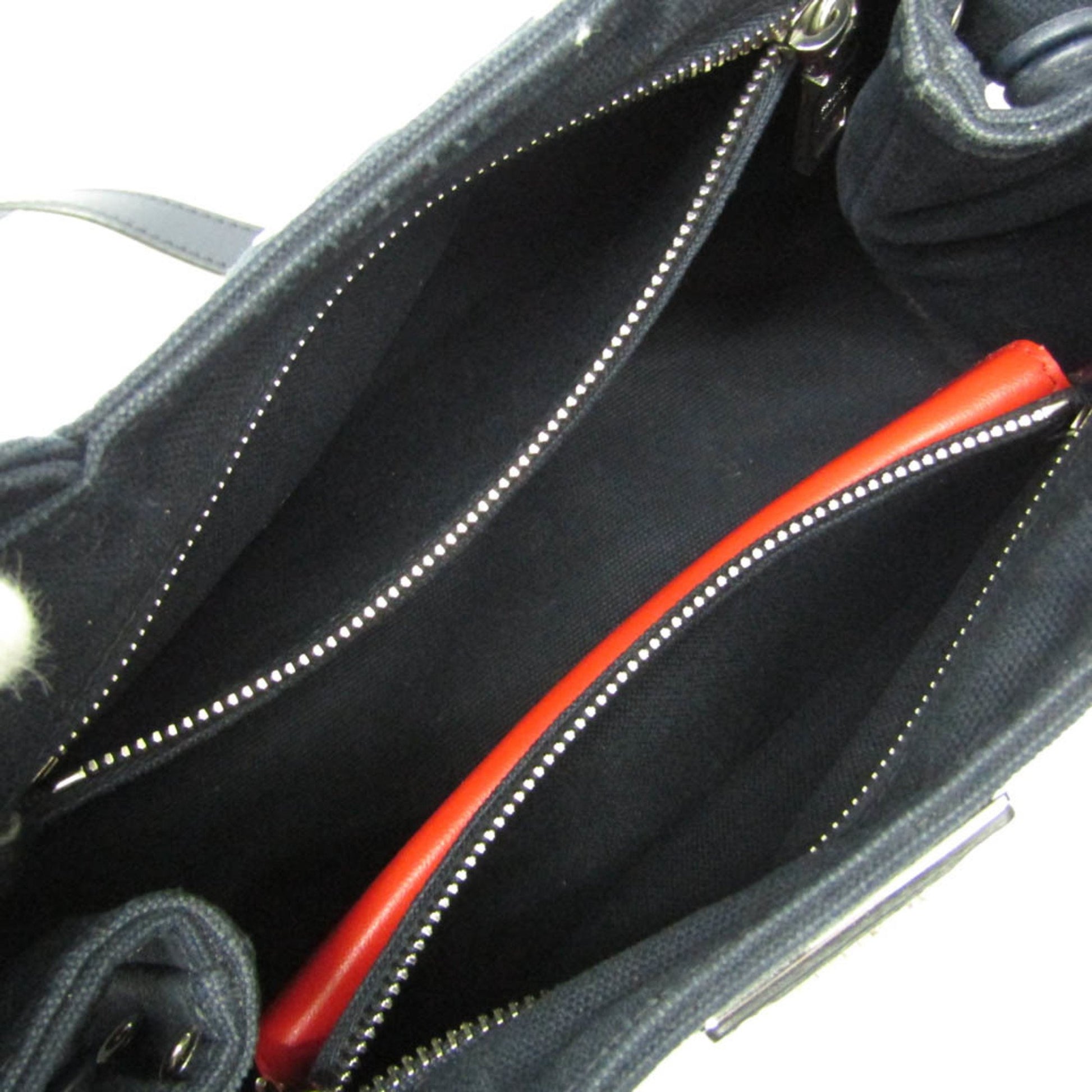 Prada Canapa, Navy, Leather, handbag