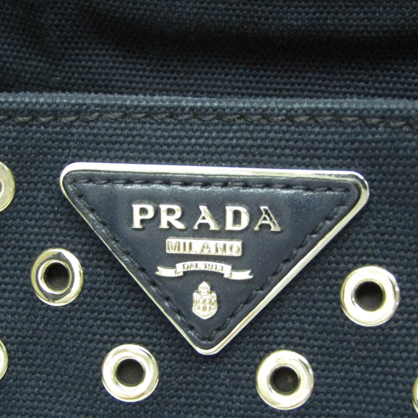 Prada Canapa, Navy, Leather, handbag
