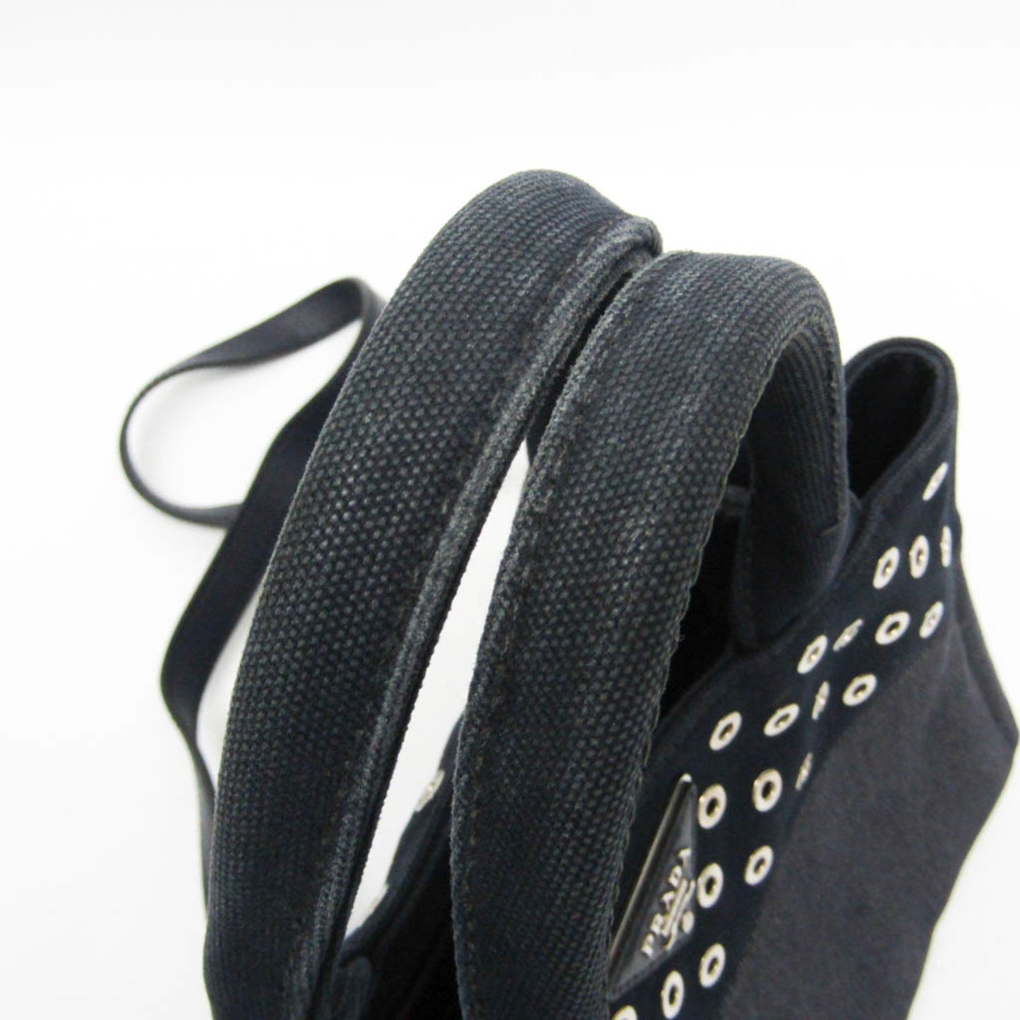 Prada Canapa, Navy, Leather, handbag