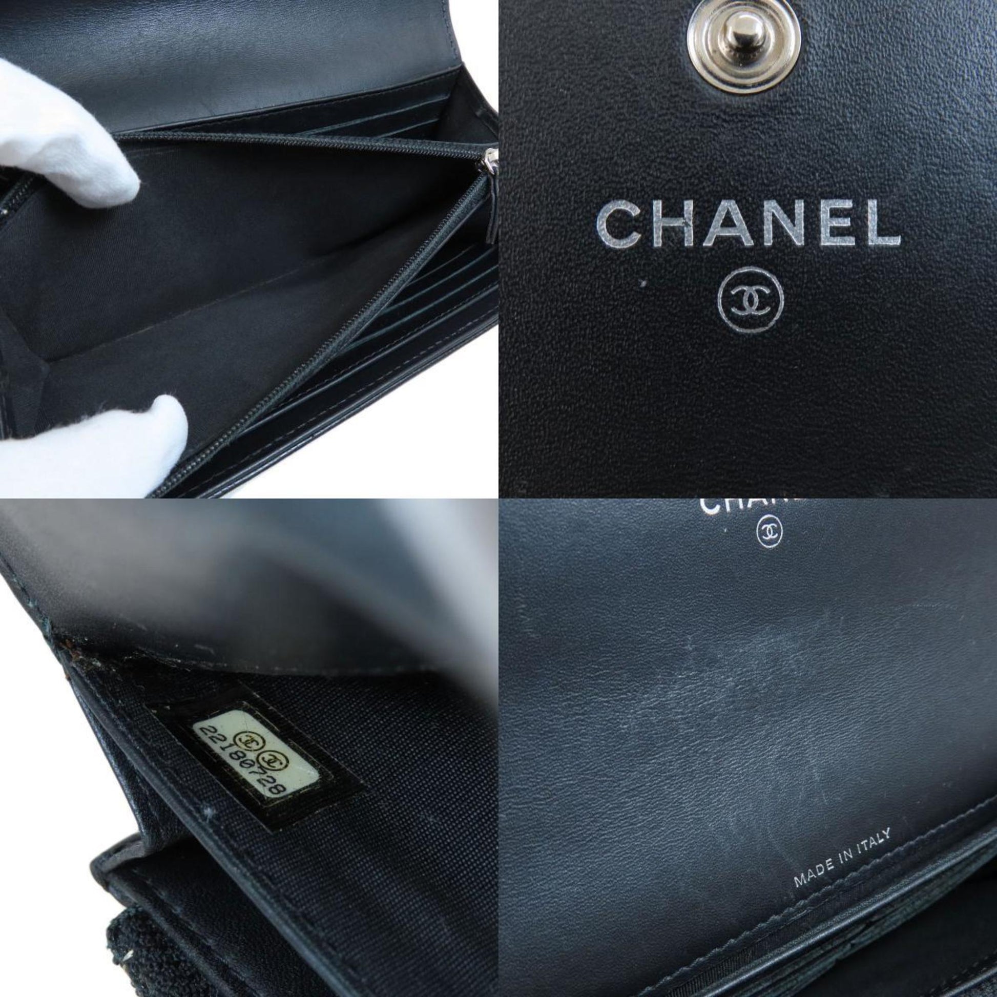 Chanel Logo CC, Black, Leather, wallet