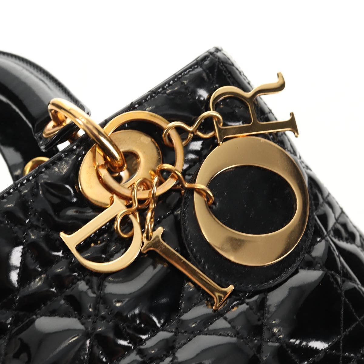Christian Dior Lady Dior Bag Patent, BLACK, PATENT_LEATHER, Handbag