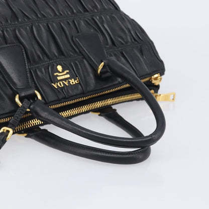 Prada Gaufre Double Zip Convertible Nappa Leather, Black, Leather, Tote Bag