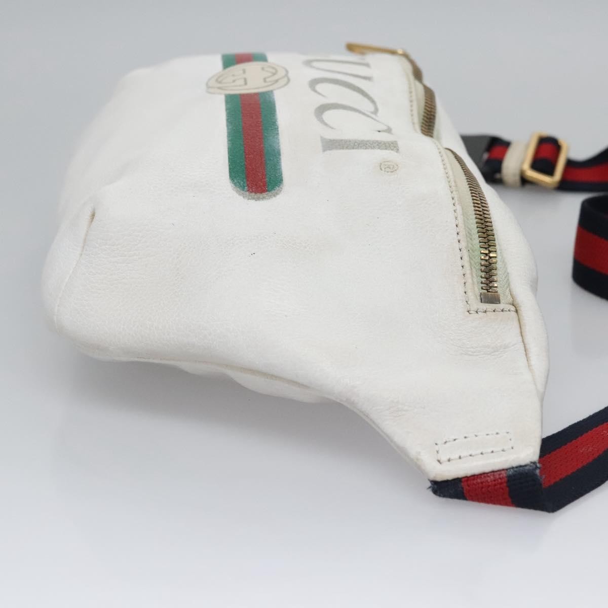 Gucci Logo Belt Leather with Enamel Buckle, White, Leather, Belt