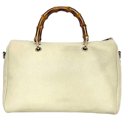 Gucci Bamboo, White, Leather, handbag