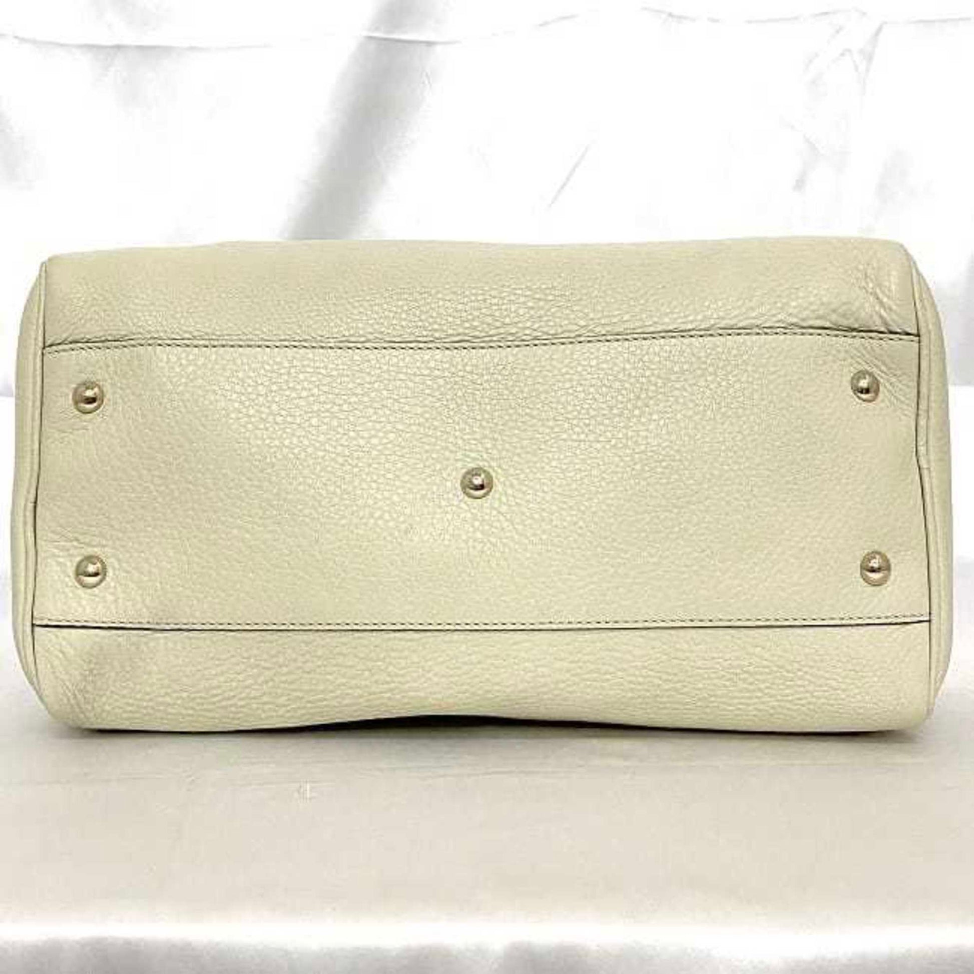 Gucci Bamboo, White, Leather, handbag