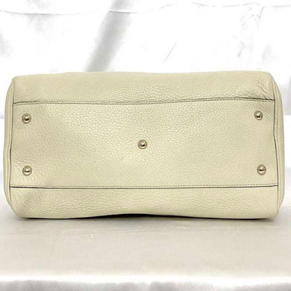 Gucci Bamboo, White, Leather, handbag