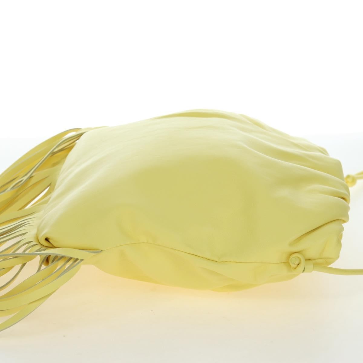 Bottega Veneta The Fringe Leather, Yellow, Leather, Clutch