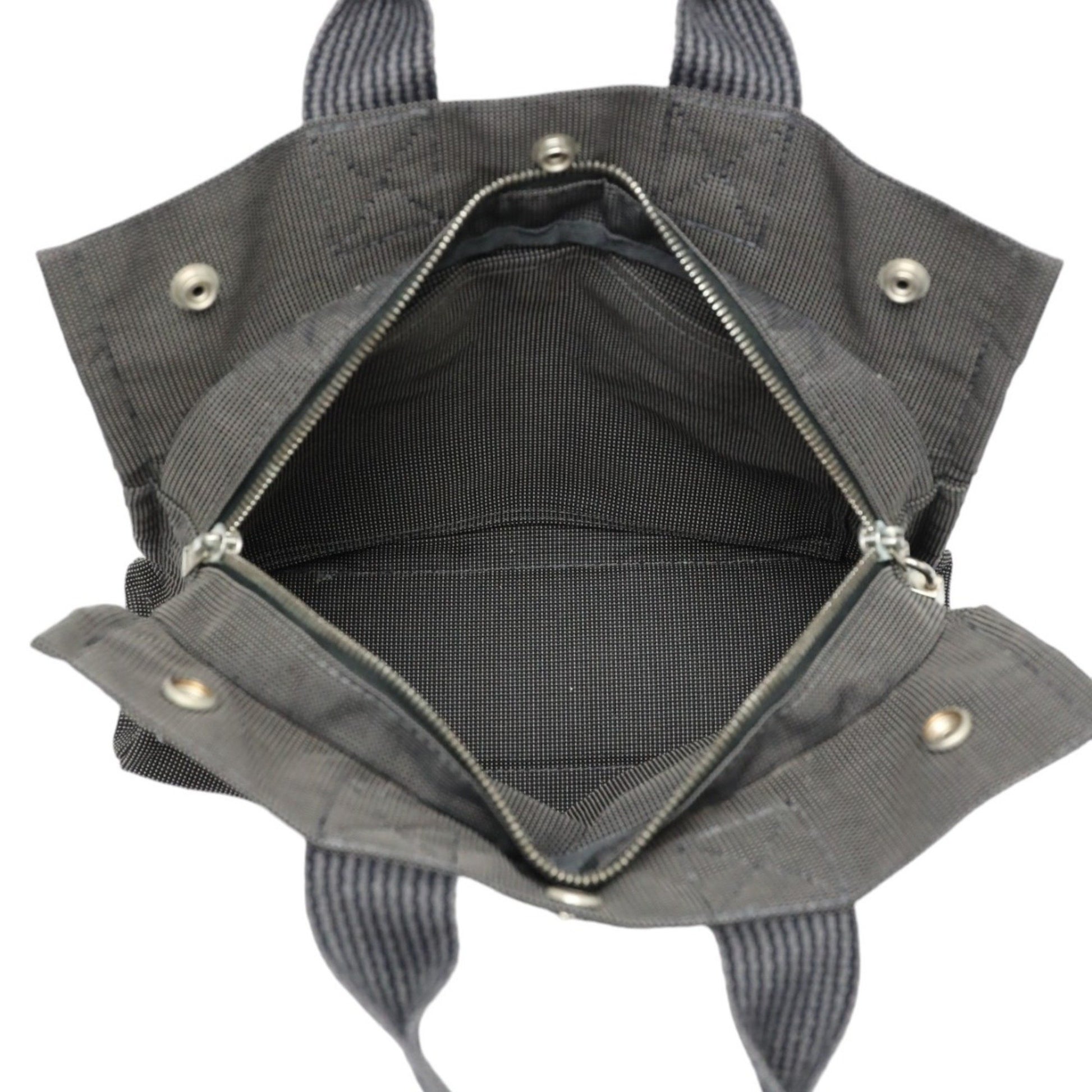 Hermès Herline, Grey, Canvas, handbag