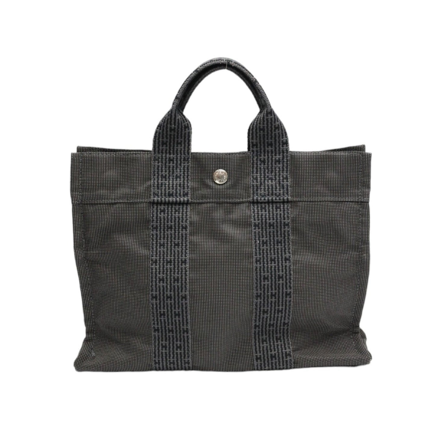 Hermès Herline, Grey, Canvas, handbag
