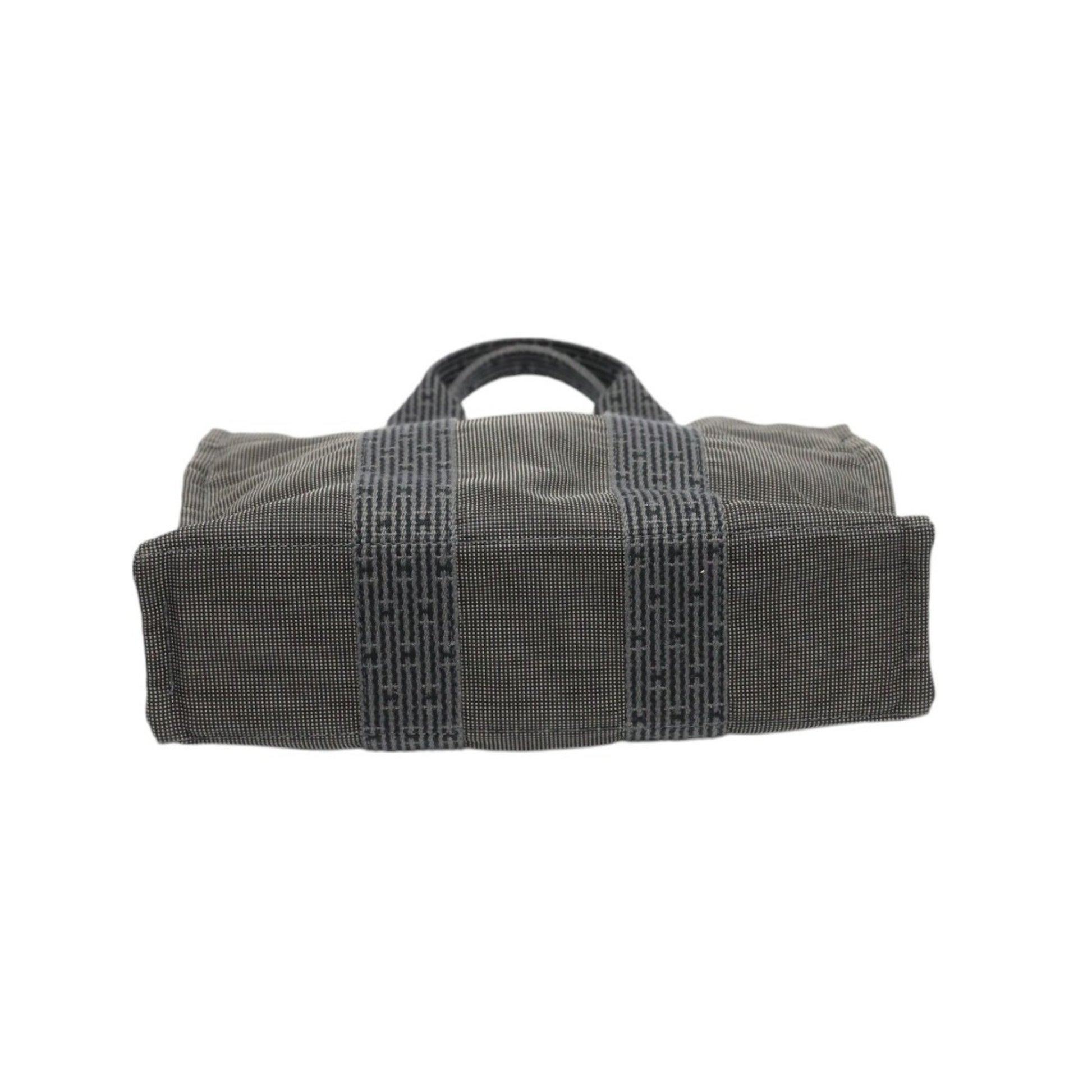 Hermès Herline, Grey, Canvas, handbag