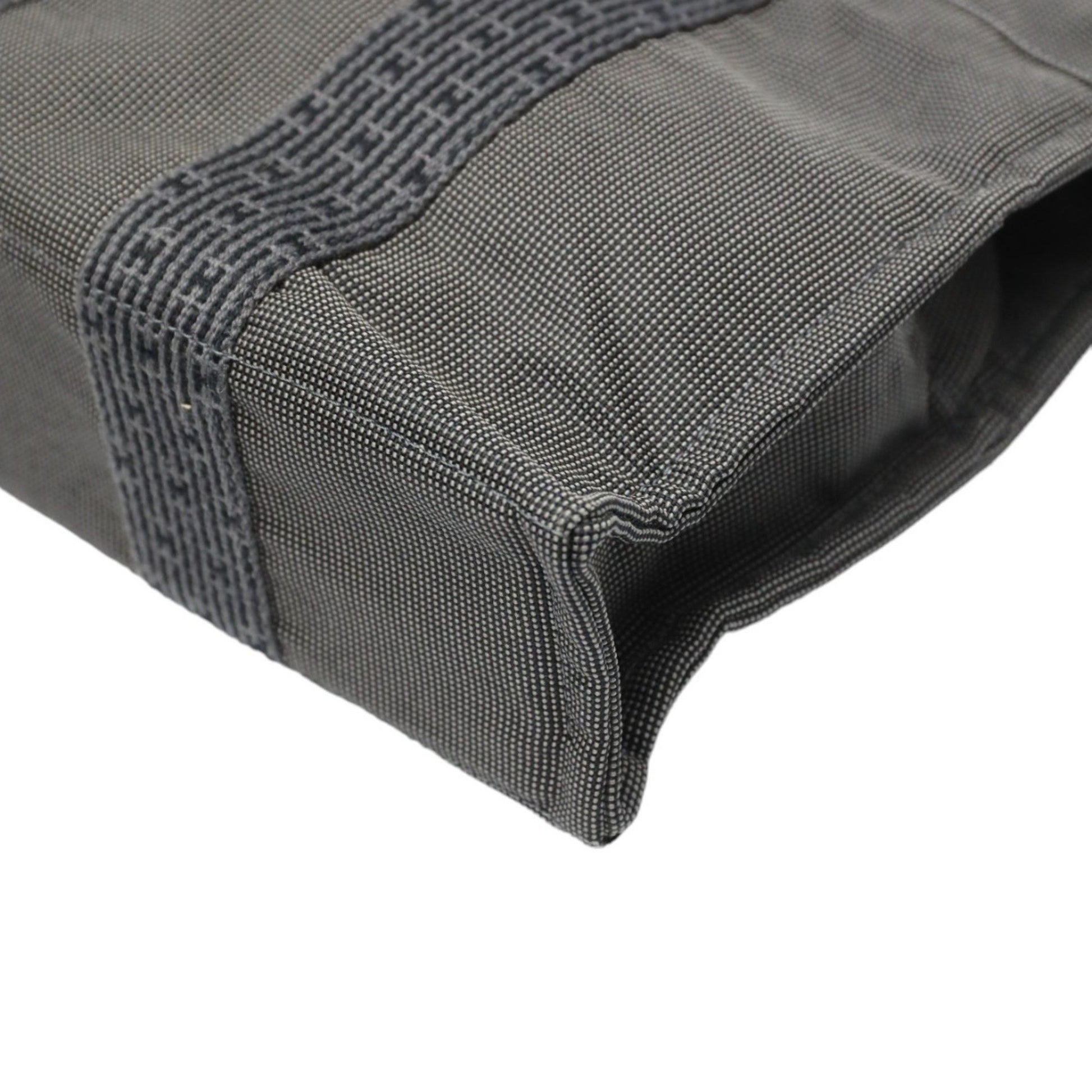 Hermès Herline, Grey, Canvas, handbag