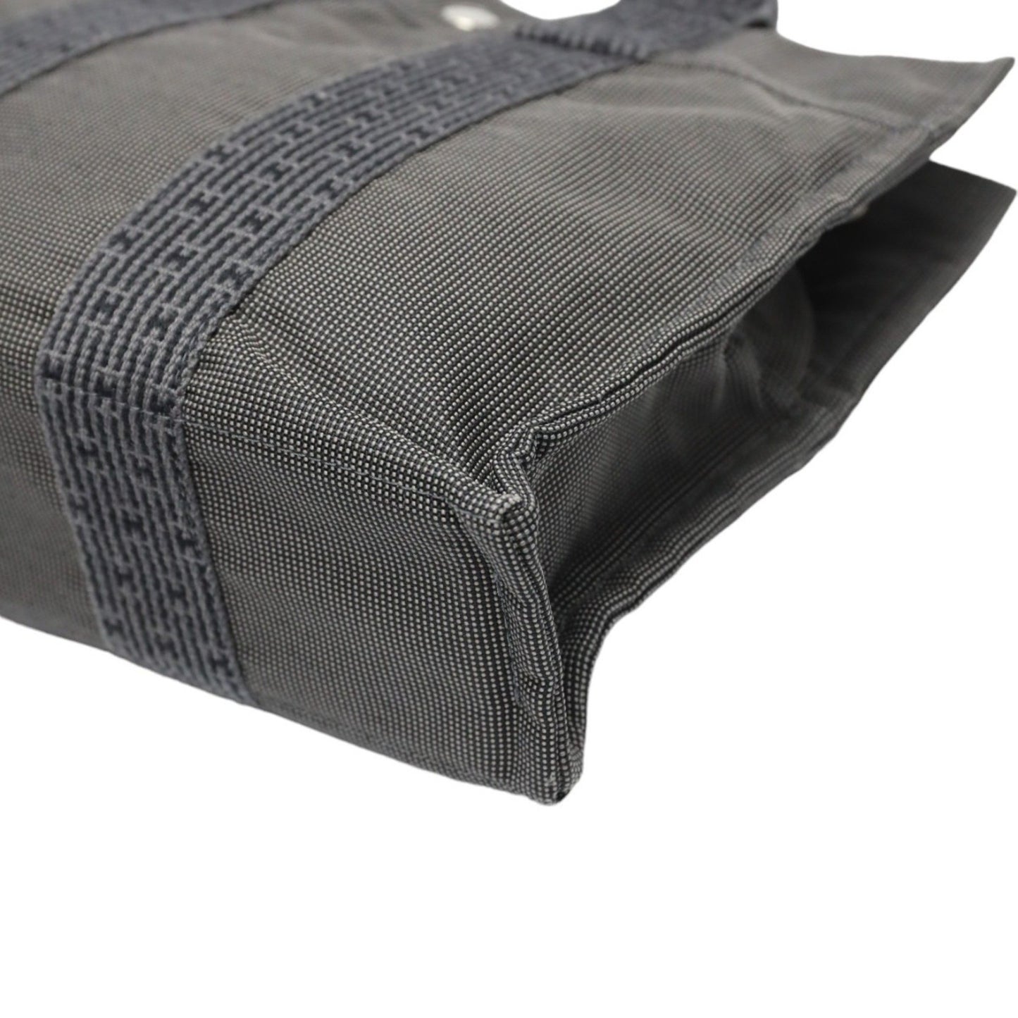 Hermès Herline, Grey, Canvas, handbag
