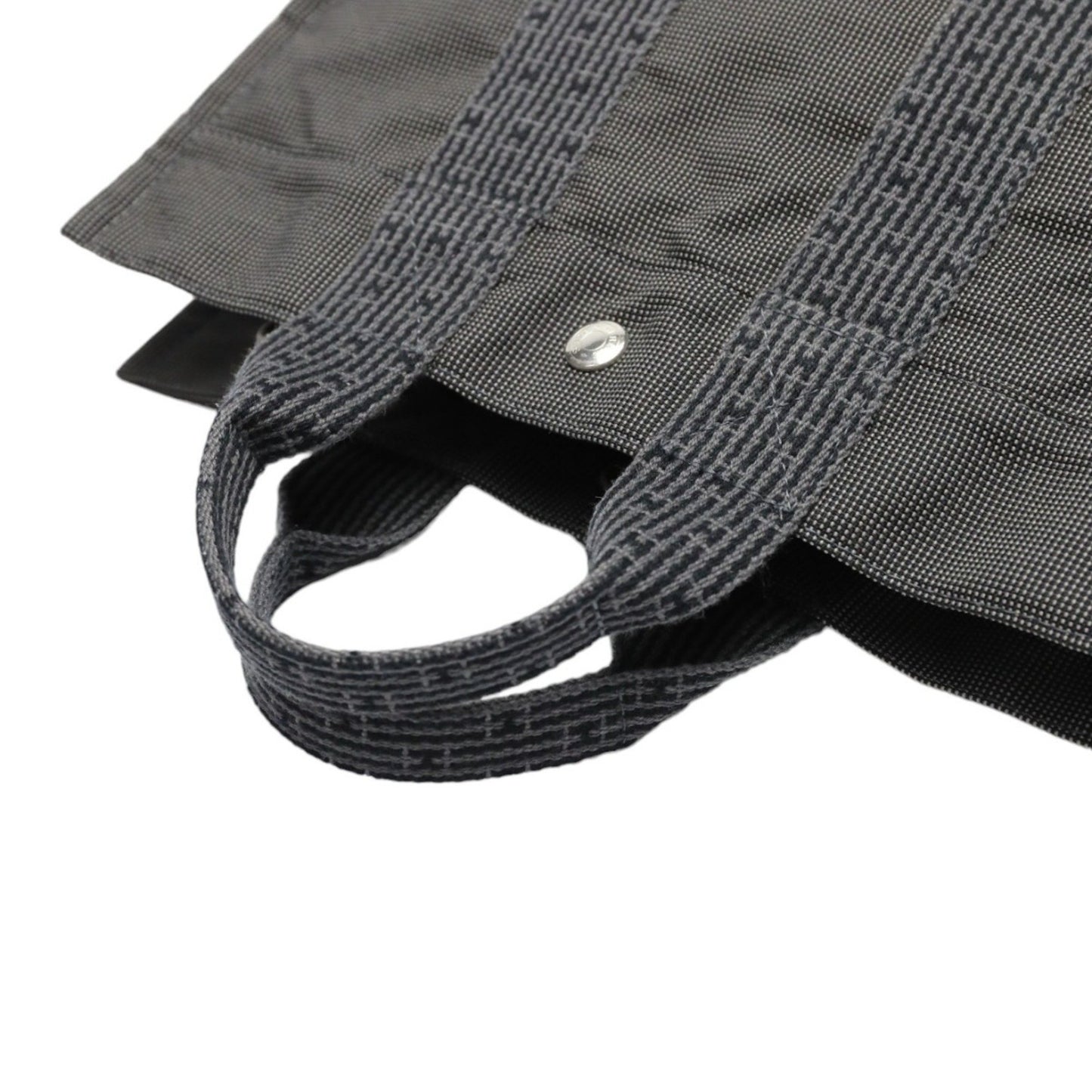 Hermès Herline, Grey, Canvas, handbag