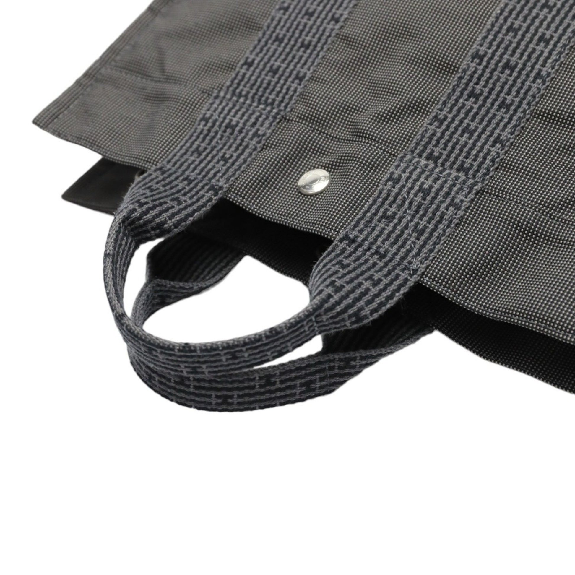 Hermès Herline, Grey, Canvas, handbag