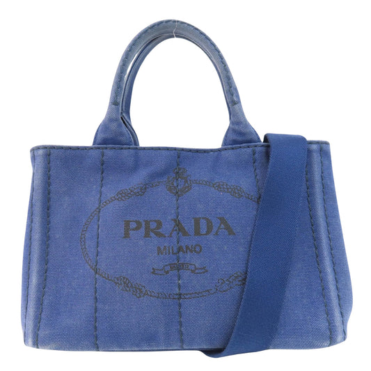 Prada Canapa, Blue, Canvas, tote