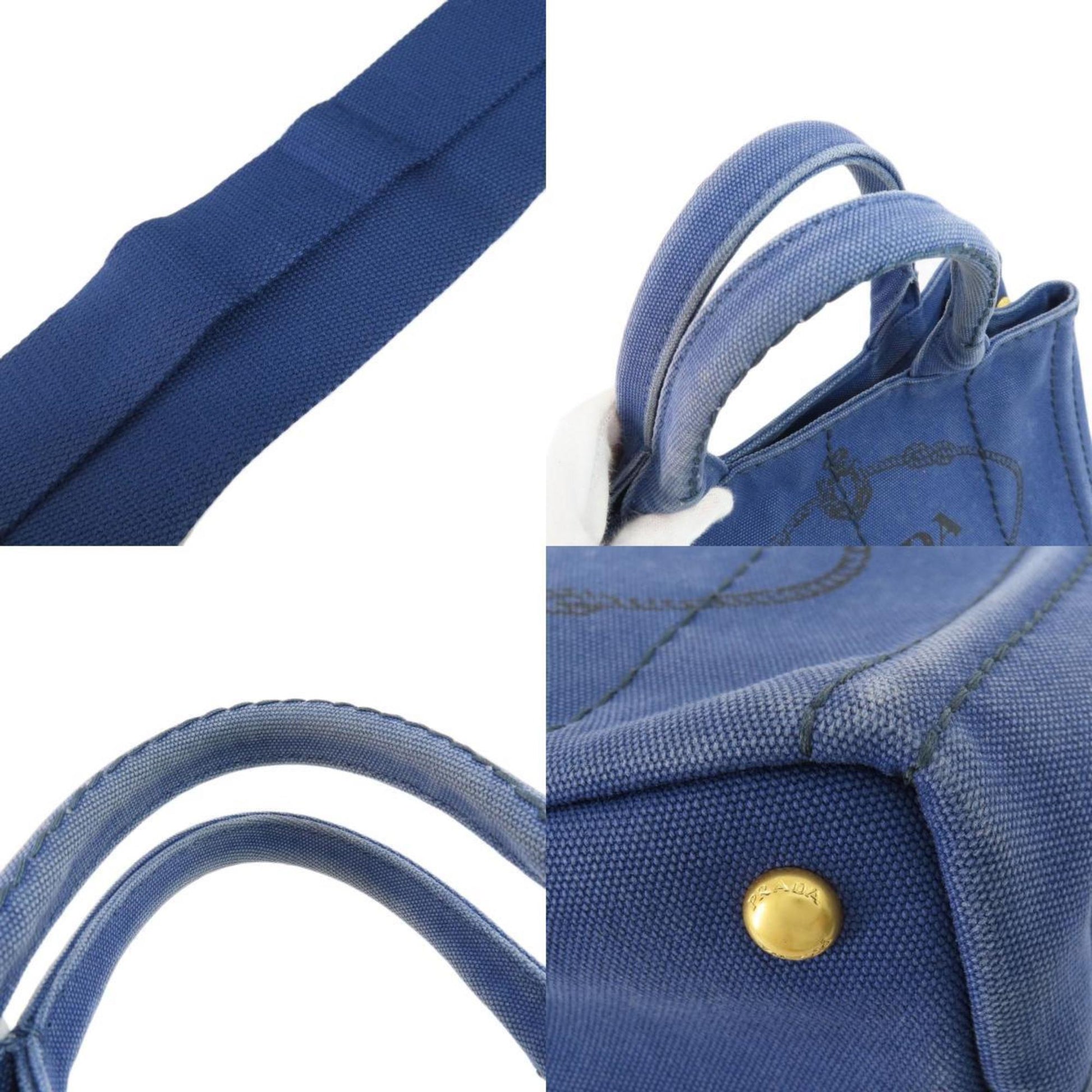 Prada Canapa, Blue, Canvas, tote