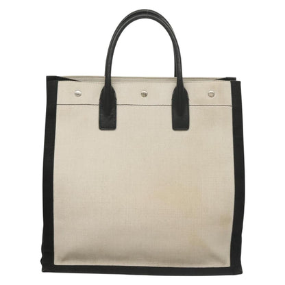 Saint Laurent Rive Gauche, White, "CANVAS, LEATHER", handbag