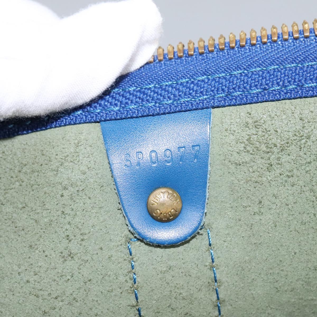 Louis Vuitton Keepall 55, Blue, Leather, travel