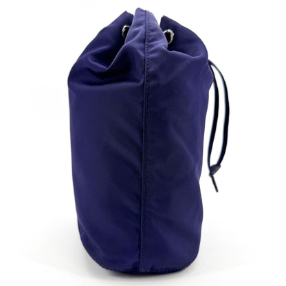 Prada Drawstring Wristlet Bucket Tessuto, Navy, Nylon, Handbag