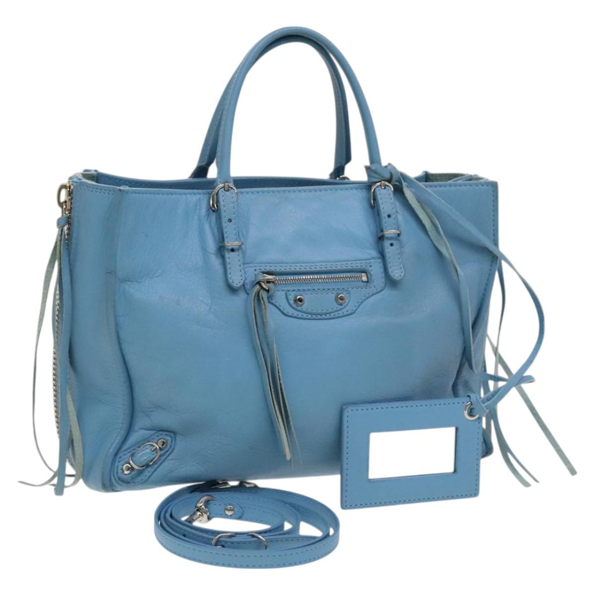 Balenciaga Papier, Blue, Leather, handbag