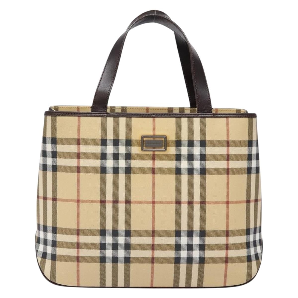 Burberry Vintage Vintage Check Coated Canvas, Beige, Canvas, Tote Bag