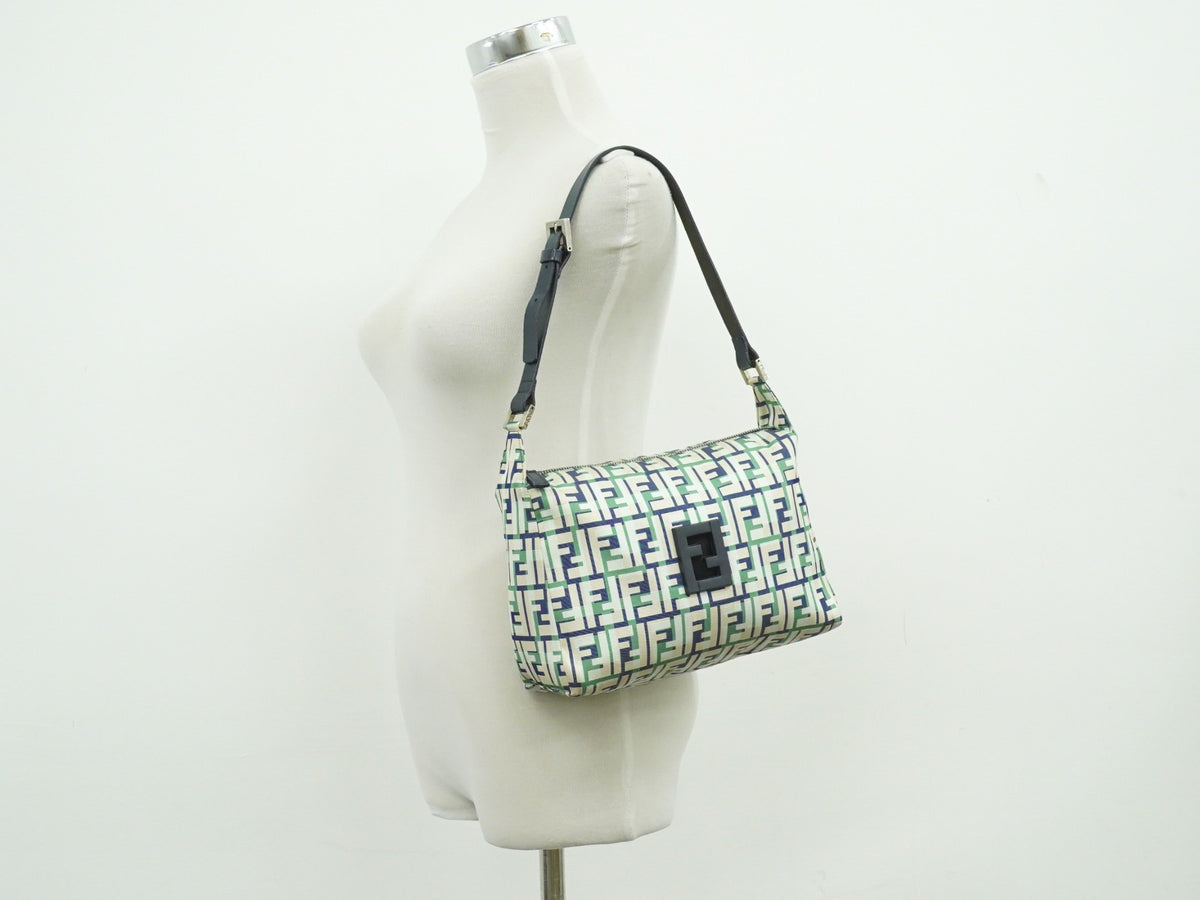 Fendi Mamma Baguette Zucca Jacquard Velvet, Multicolour, Canvas, Shoulder Bag