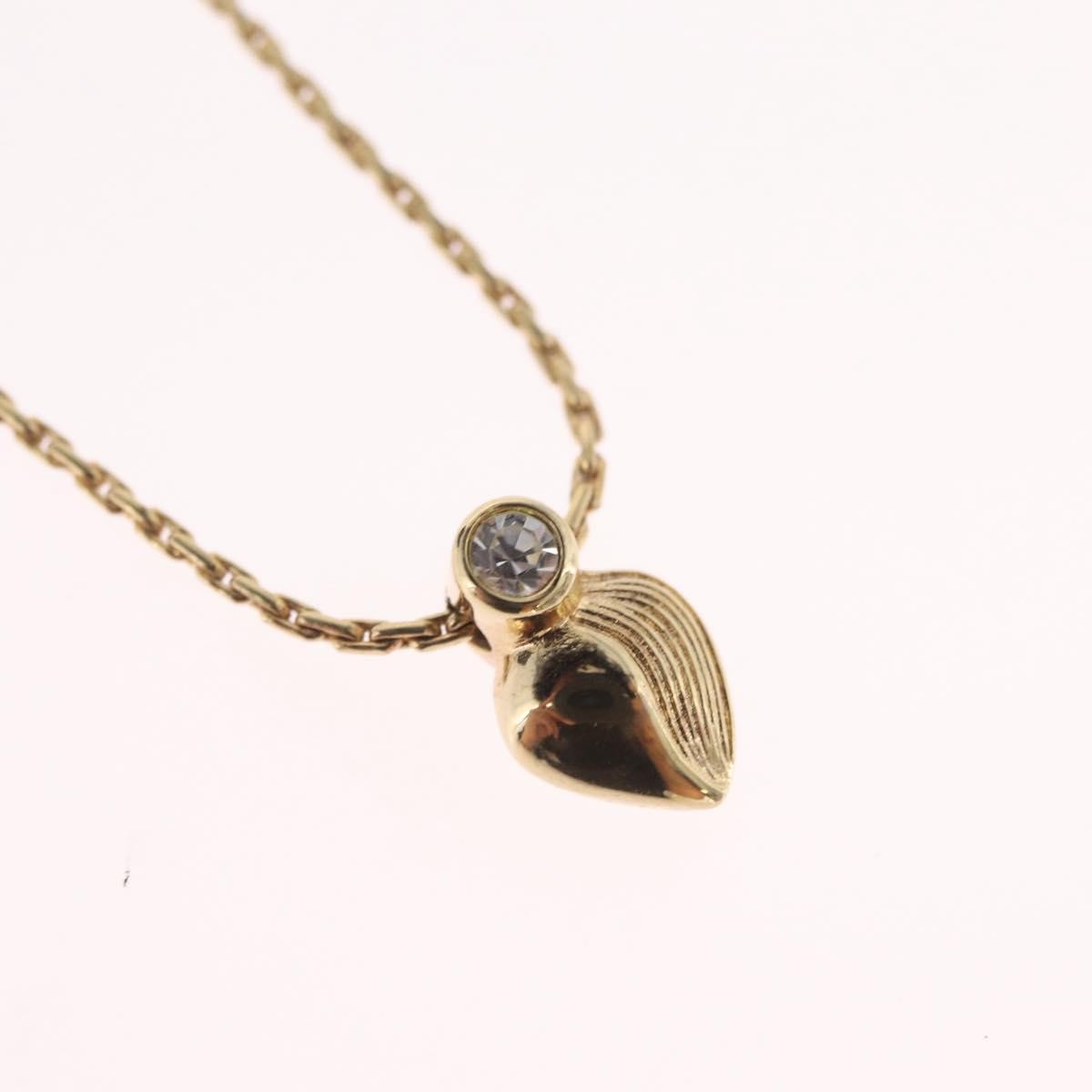 Christian Dior Logo Heart Pendant Metal, Gold, Metal, Necklace