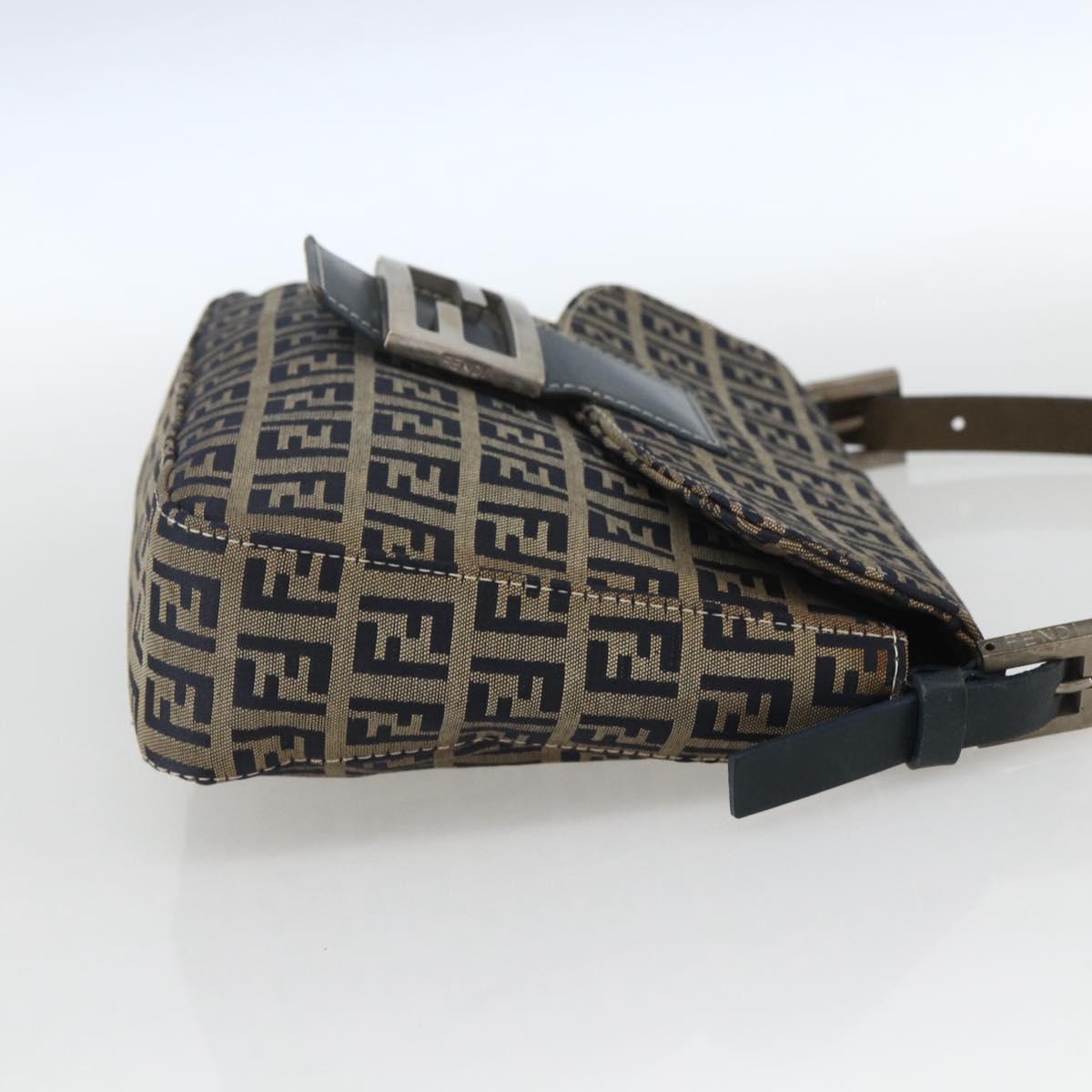 Fendi Zucchino Canvas Mamma Baguette canvas, NAVY, CANVAS, Handbag