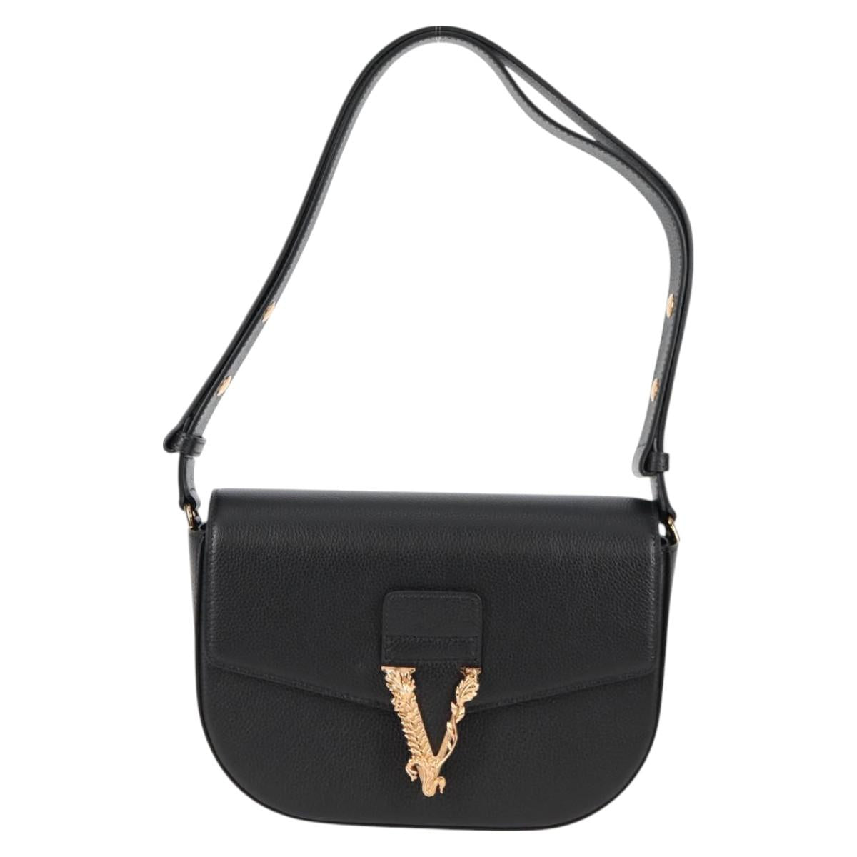 Versace Medusa, Black, Leather, shoulder