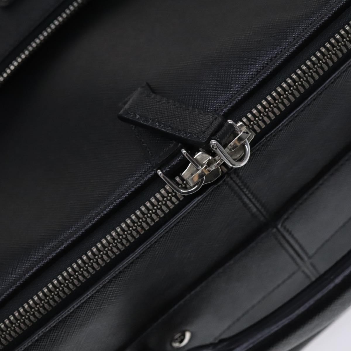 Prada Triangle Logo, Black, Leather, travel