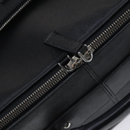 Prada Triangle Logo, Black, Leather, travel