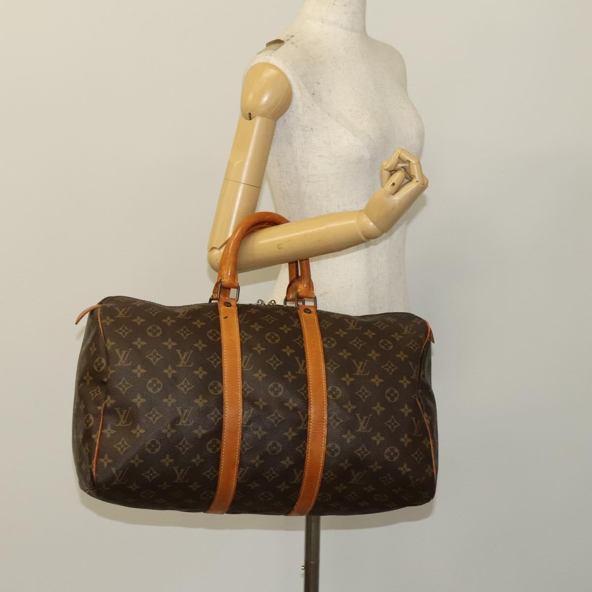 Louis Vuitton Keepall 45, Brown, Canvas, travel