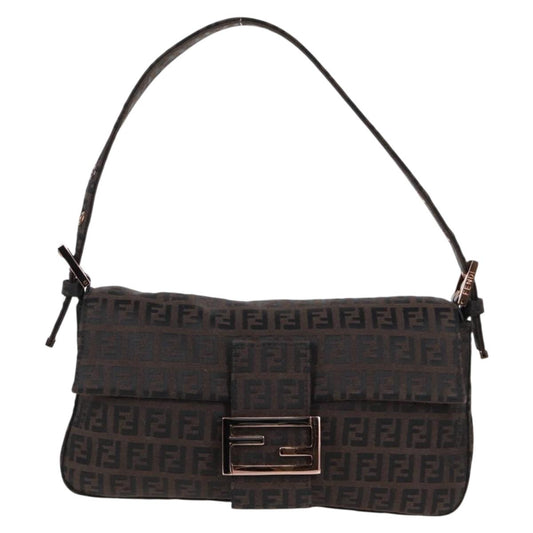 Fendi Baguette, Brown, Canvas, shoulder