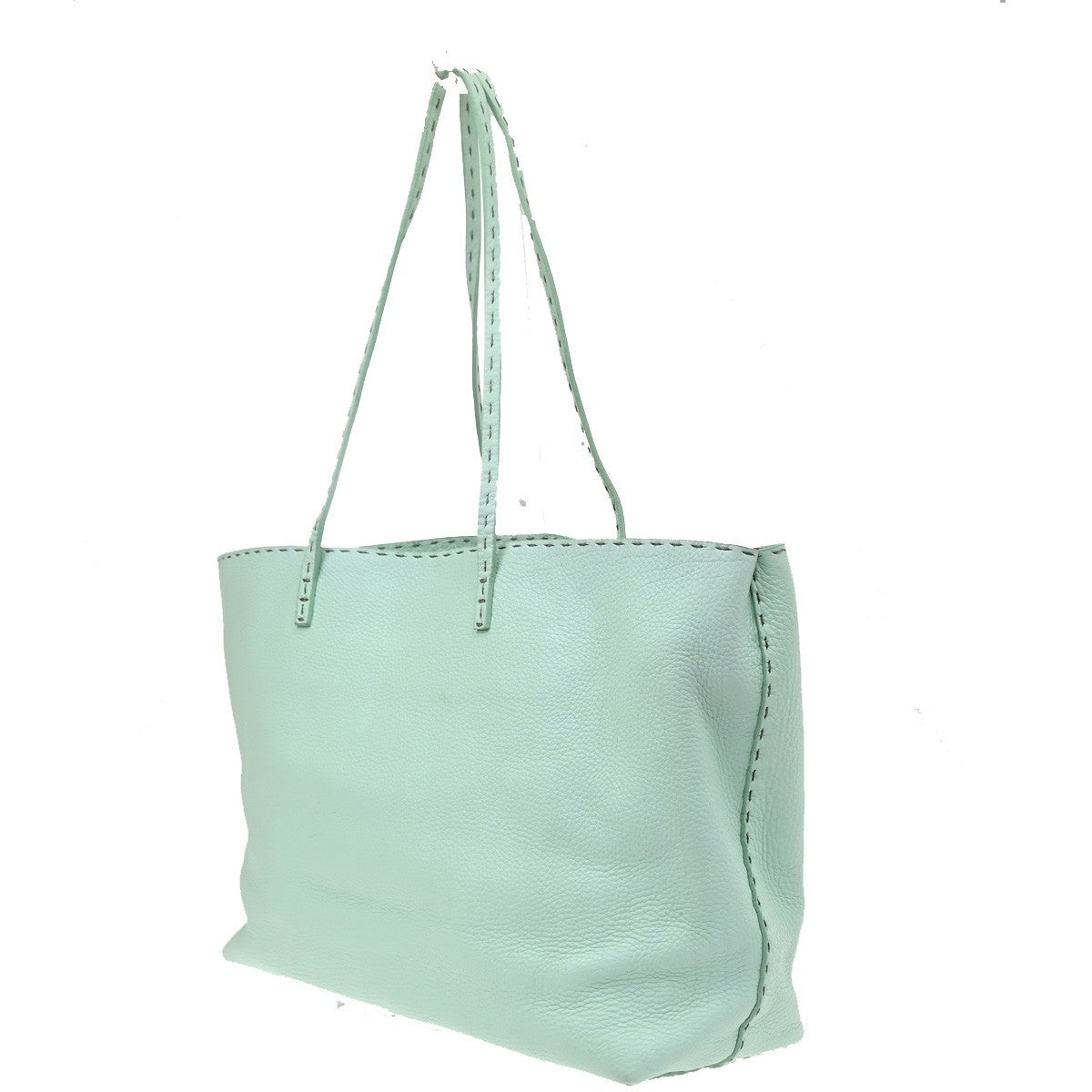 Fendi Roll Selleria Leather, Green, Leather, Tote Bag