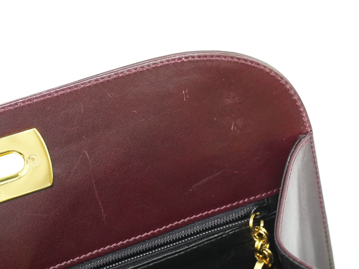 Salvatore Ferragamo Vintage Gancini Chain Leather, Burgundy, Leather, Shoulder Bag